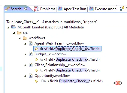 Salesforce Metadata Unique Field Search