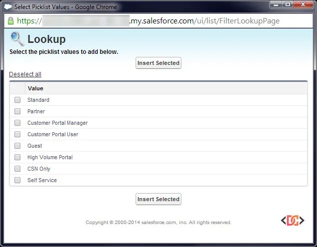 Salesforce User Picklist Values
