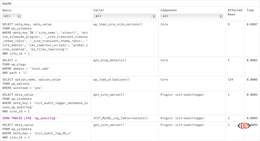 Query Monitor Screenshot